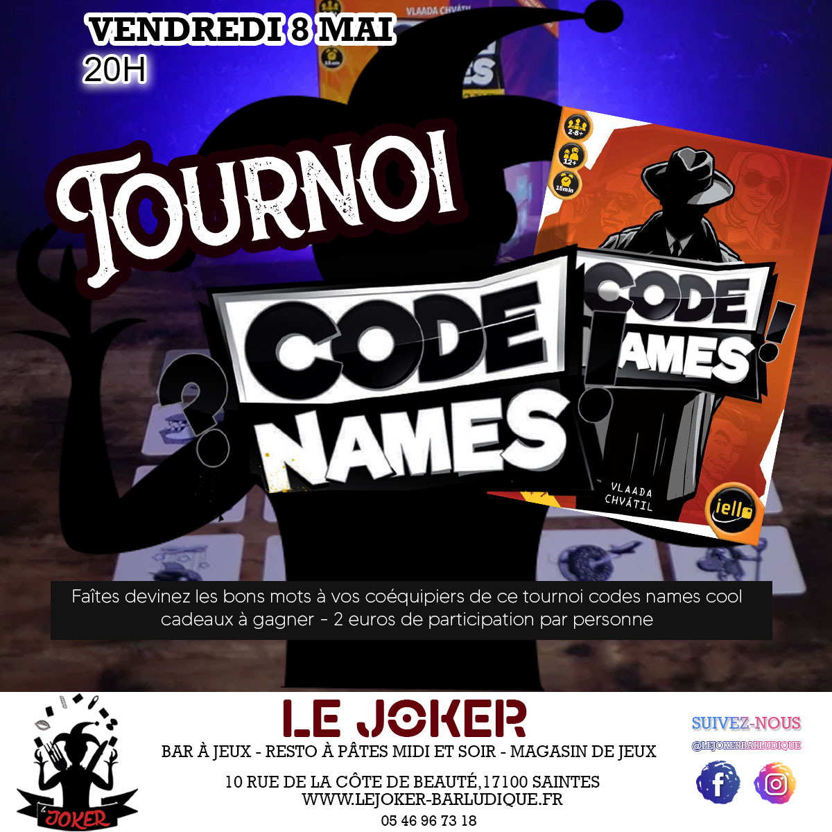 Tournoi Codenames à Saintes - https://lejoker-barludique.fr/