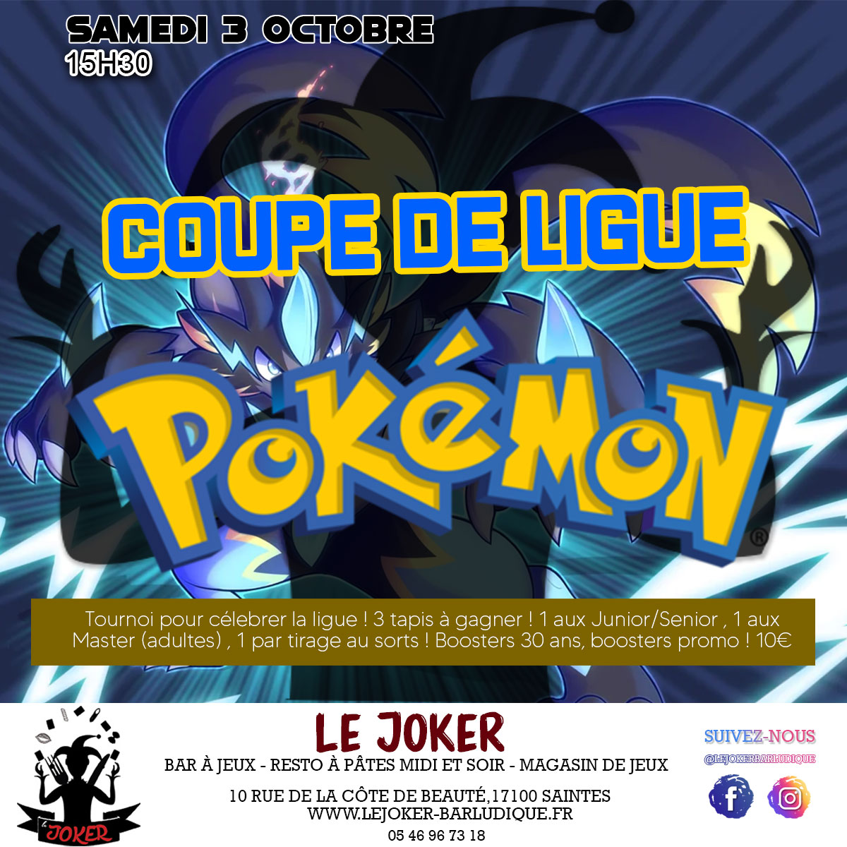 COUPE DE LA LIGUE POKEMON - Le Joker - Bar ludique et restaurant à pâtes - Saintes
