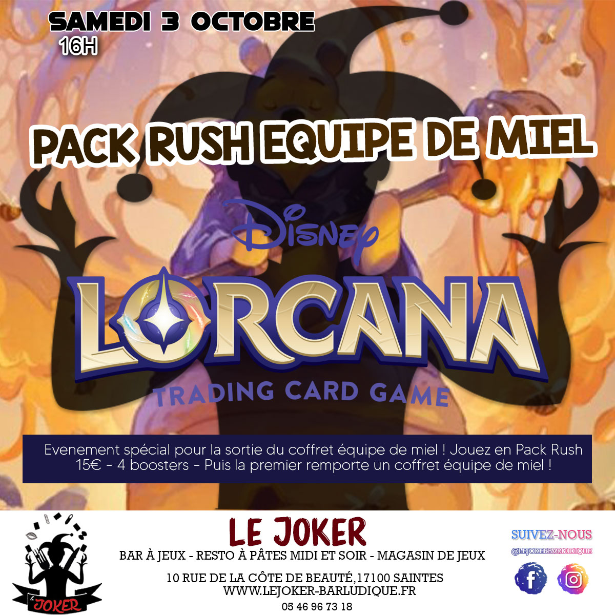 Pack Rush Lorcana equipe de Miel - Le Joker - Bar ludique et restaurant à pâtes - Saintes