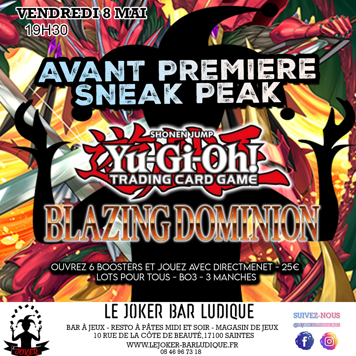 Avant-première Yu-Gi-Oh Blazing Dominion - Le Joker - Bar ludique et restaurant à pâtes - Saintes
