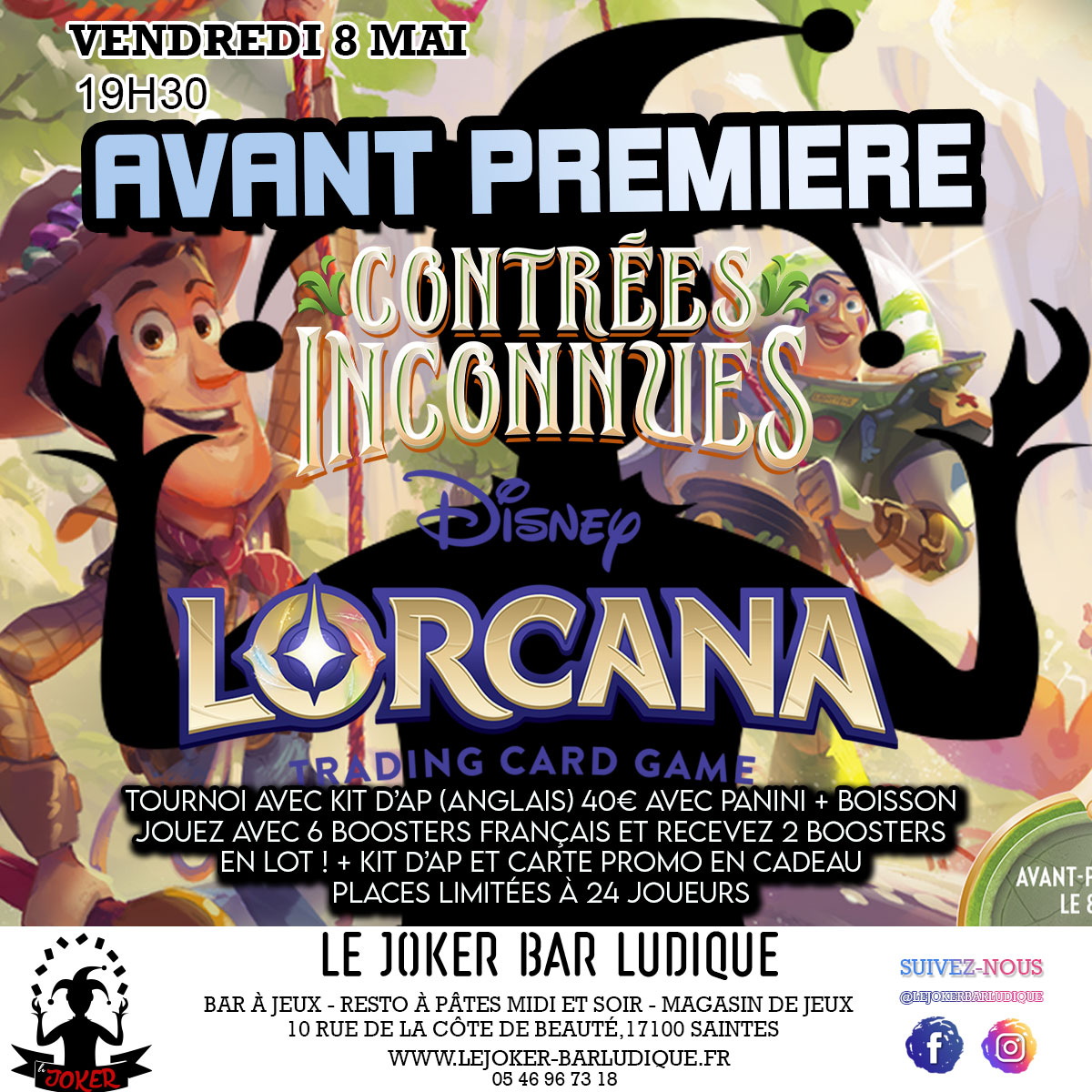 Avant-première Lorcana Contrées Inconnues - Le Joker - Bar ludique et restaurant à pâtes - Saintes