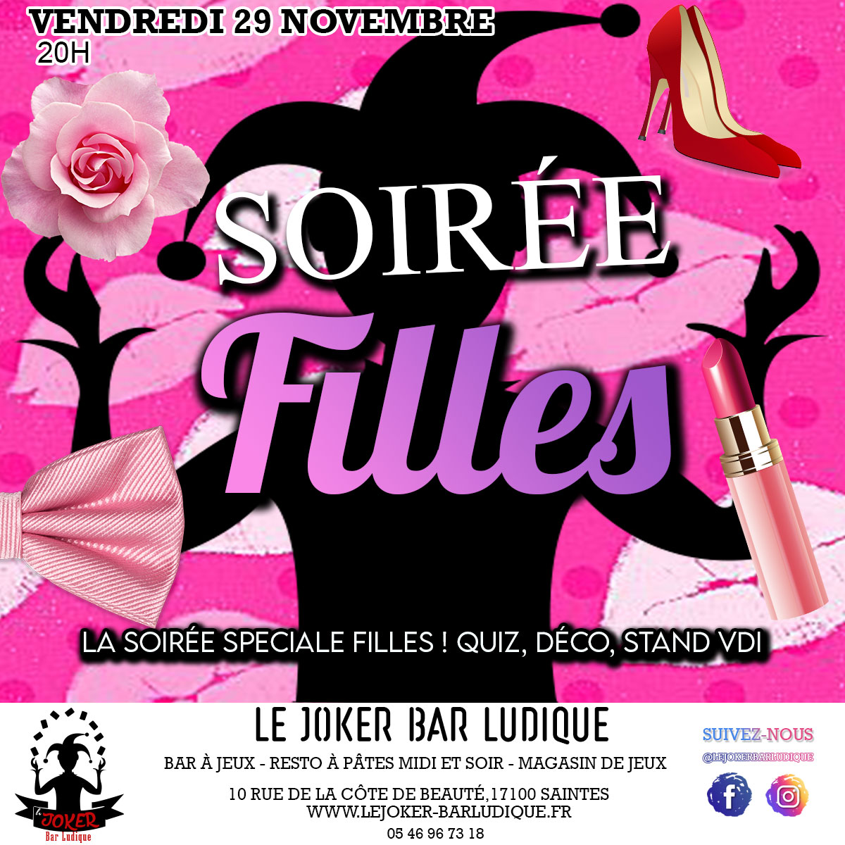 Soirée Filles - Le Joker - Bar ludique et restaurant à pâtes - Saintes