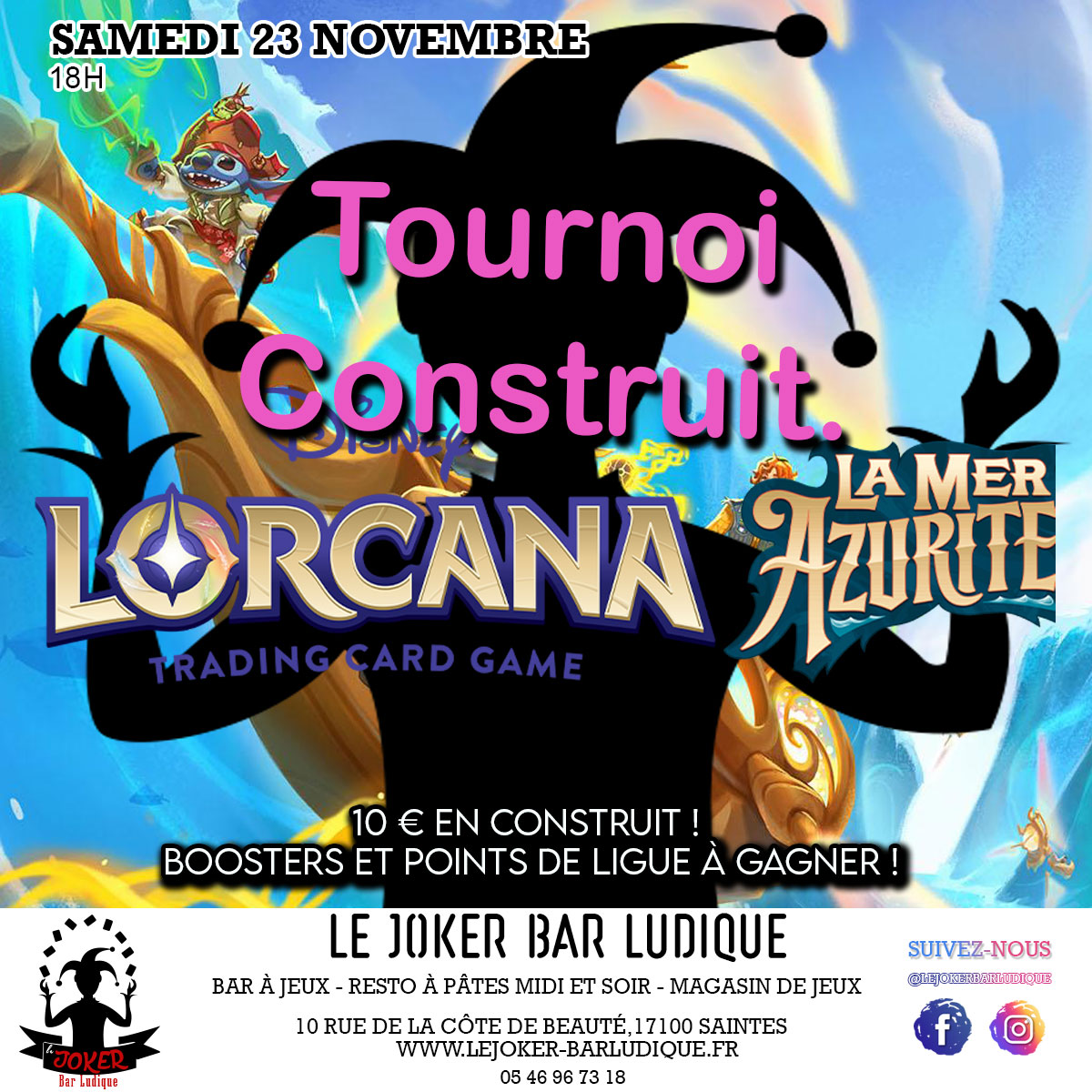 Tournoi construit la mer Azurite - Le Joker - Bar ludique et restaurant à pâtes - Saintes