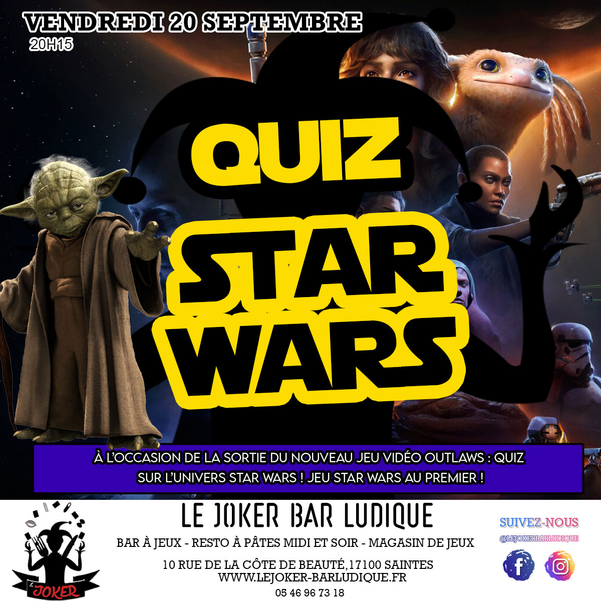 Quiz Star Wars - Le Joker - Bar ludique et restaurant à pâtes - Saintes