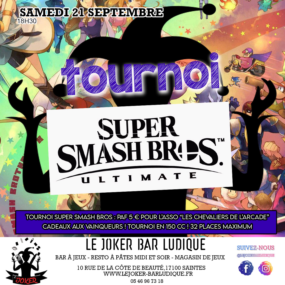 Tournoi Super Smash Bros - Le Joker - Bar ludique et restaurant à pâtes - Saintes