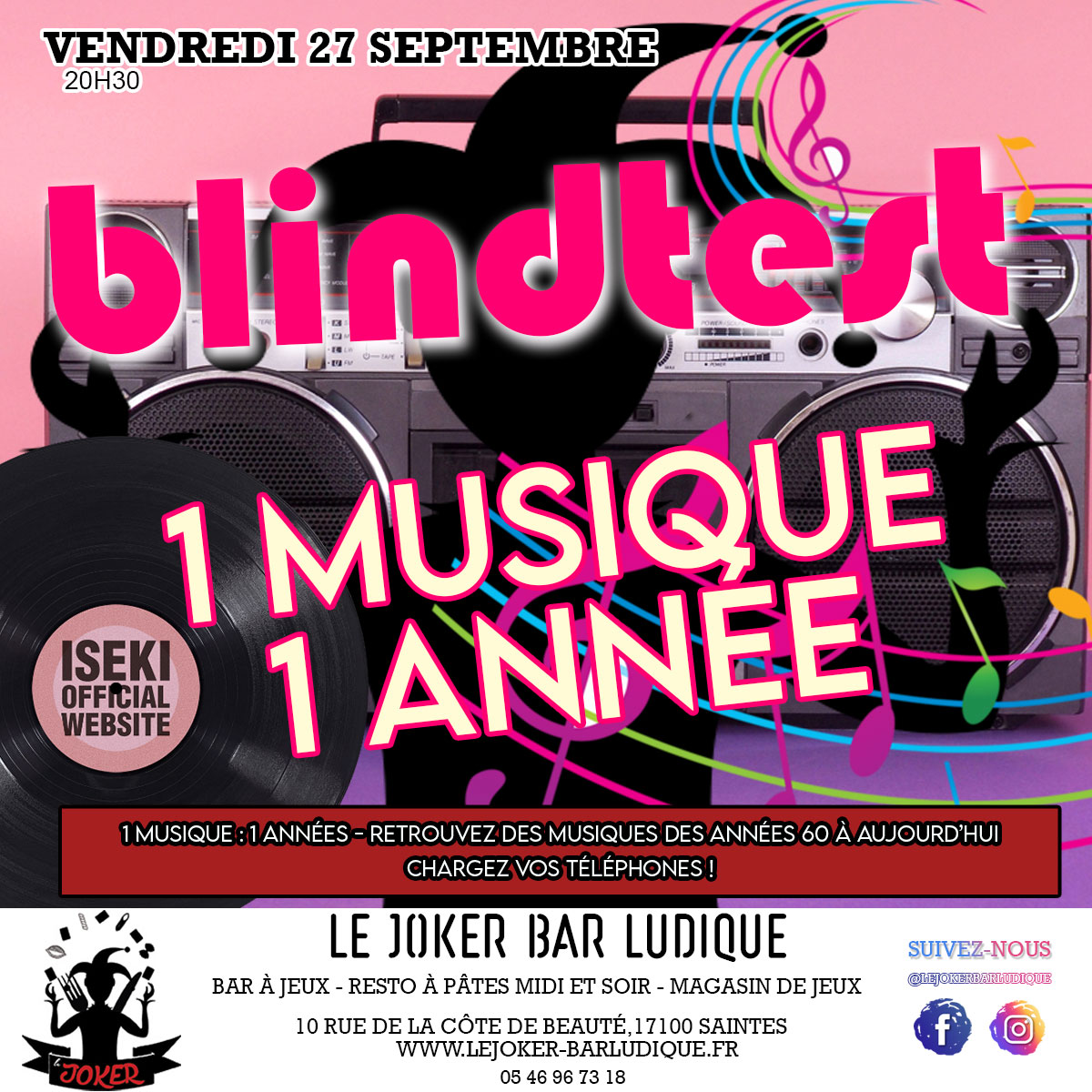 Blindtest  - Le Joker - Bar ludique et restaurant à pâtes - Saintes