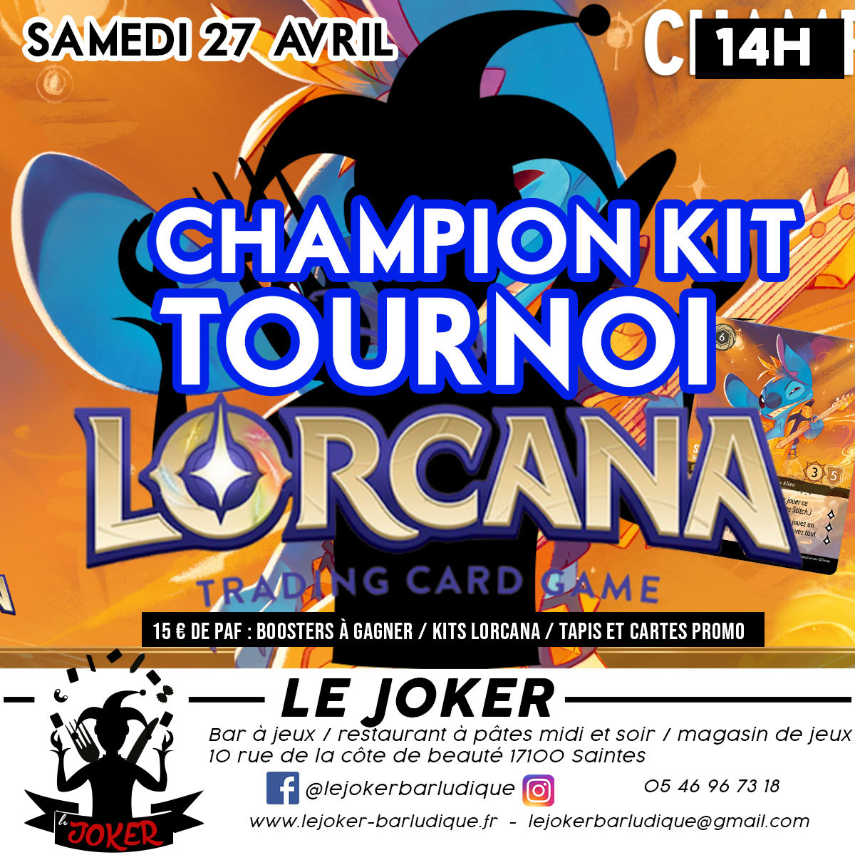 TOURNOI CHAMPION KIT LORCANA  - Le Joker - Bar ludique et restaurant à pâtes - Saintes
