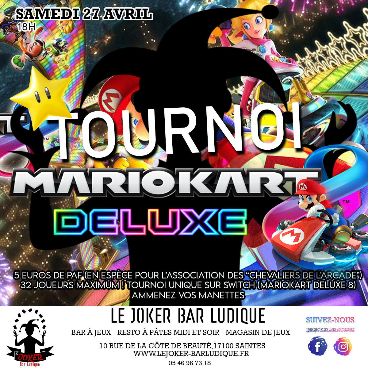 Tournoi Mario Kart - Le Joker - Bar ludique et restaurant à pâtes - Saintes