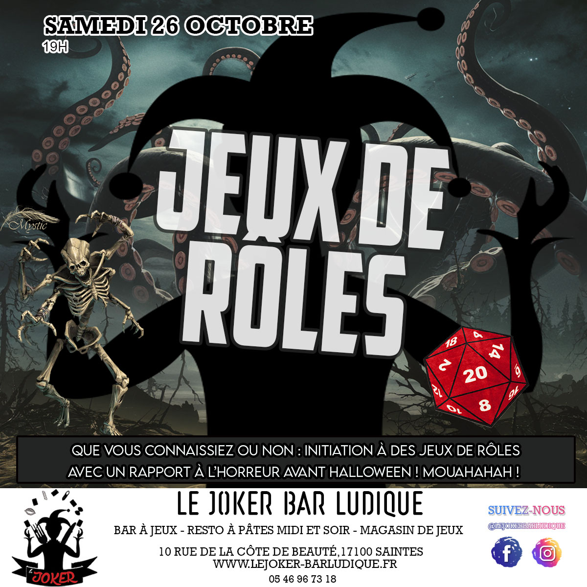 Initiation à des Jeux de rôles - Le Joker - Bar ludique et restaurant à pâtes - Saintes