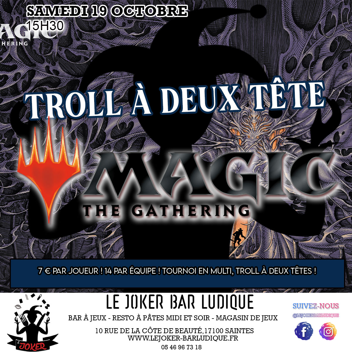 Troll à deux têtes magic - Le Joker - Bar ludique et restaurant à pâtes - Saintes