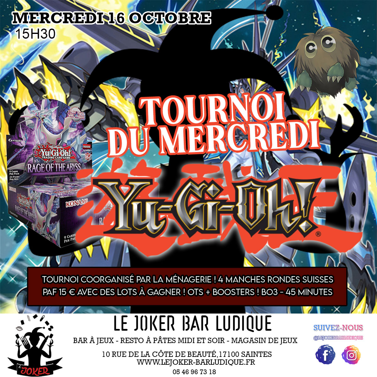 TOURNOI YU GI OH du mercredi - Le Joker - Bar ludique et restaurant à pâtes - Saintes