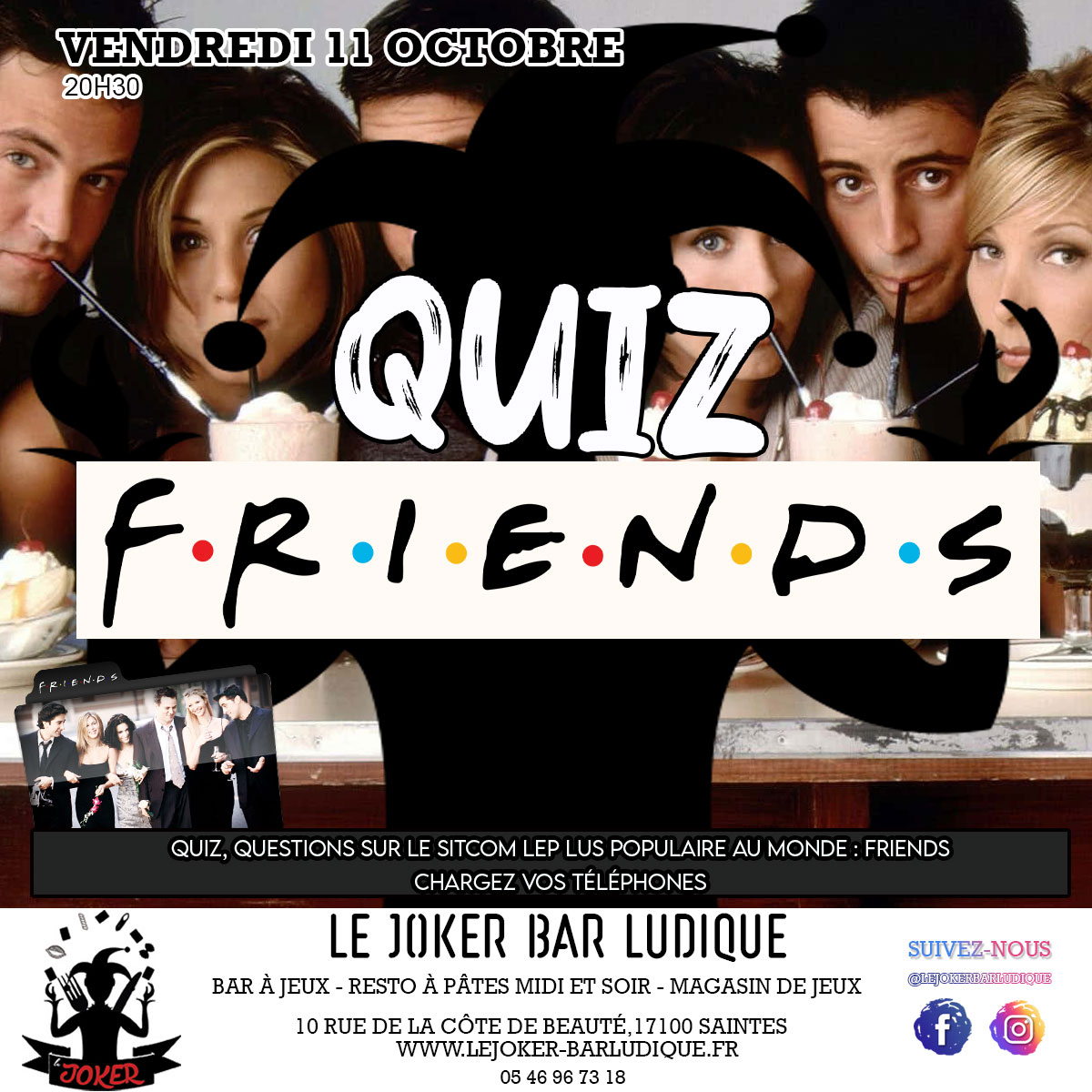 QUIZ FRIENDS - Le Joker - Bar ludique et restaurant à pâtes - Saintes