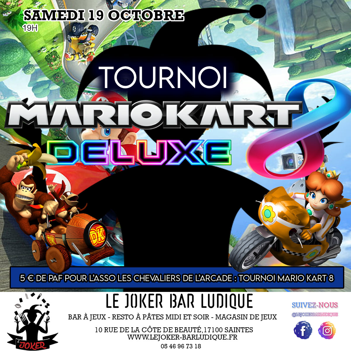 TOURNOI MARIO KART 8 DELUXE - Le Joker - Bar ludique et restaurant à pâtes - Saintes