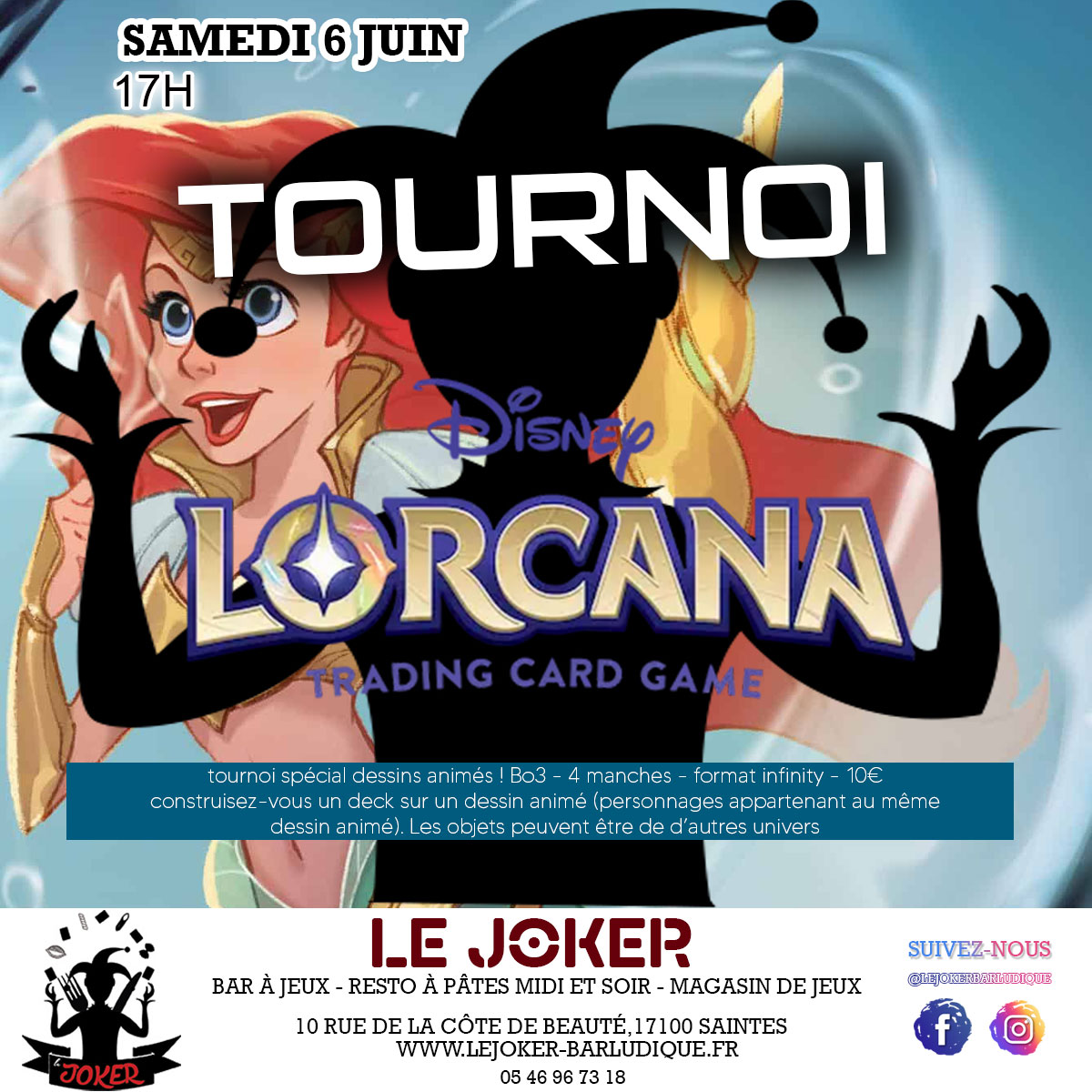 TOURNOI LORCANA SPECIAL DESSINS ANIMES - Le Joker - Bar ludique et restaurant à pâtes - Saintes