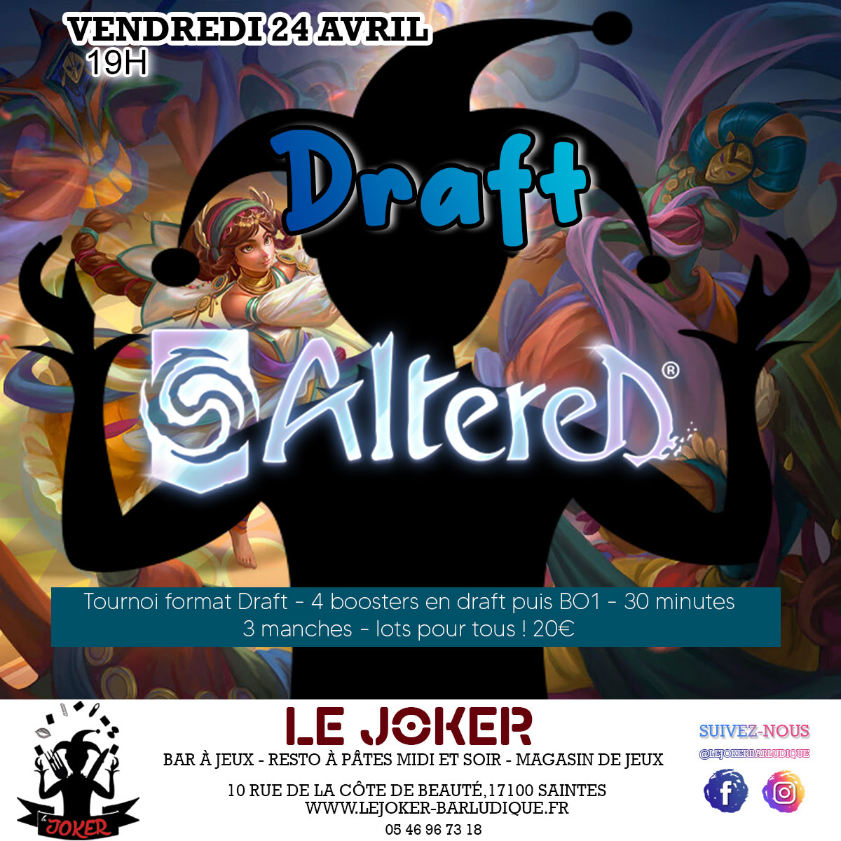 Draft Altered - Le Joker - Bar ludique et restaurant à pâtes - Saintes