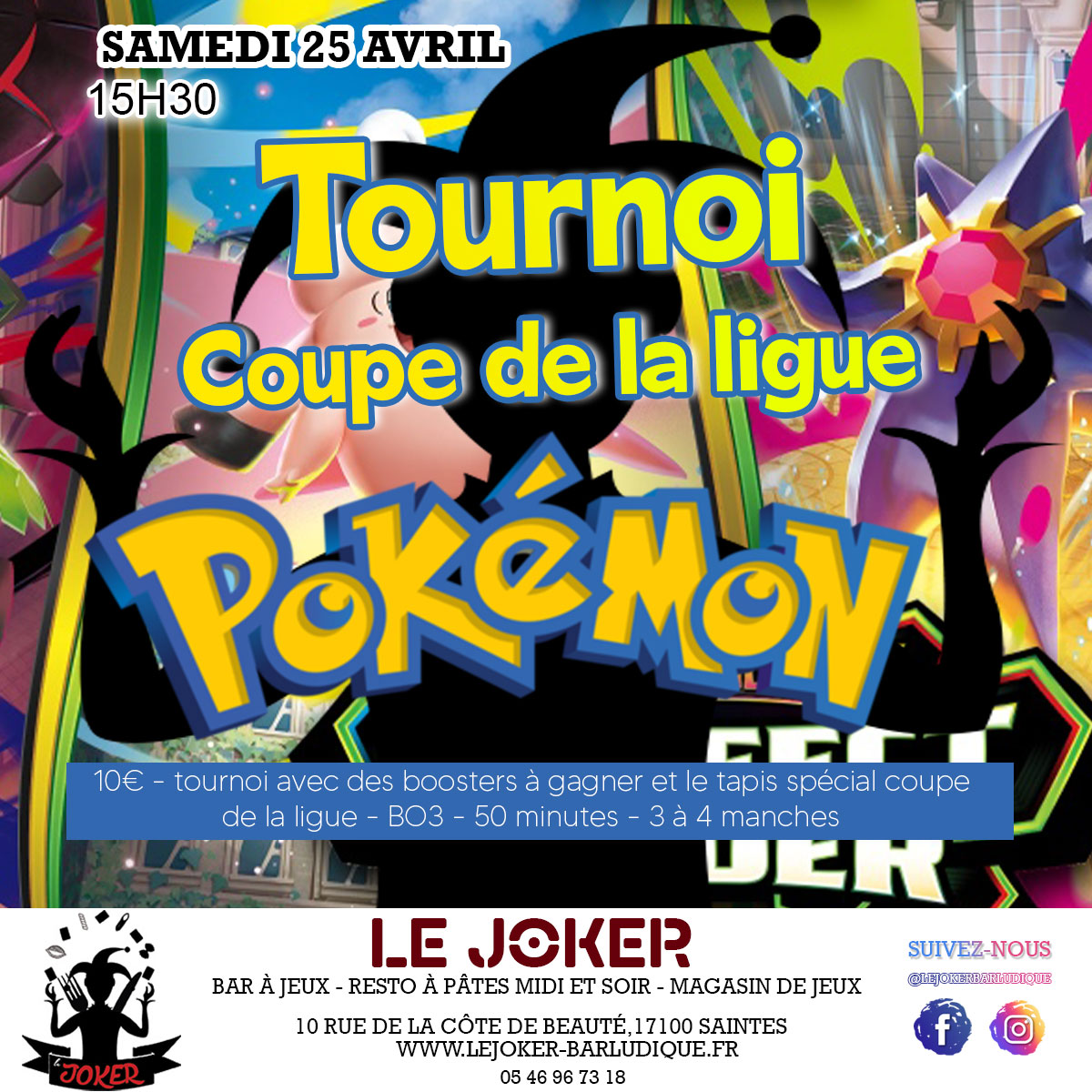 Tournoi Pokémon Coupe de la Ligue - Le Joker - Bar ludique et restaurant à pâtes - Saintes